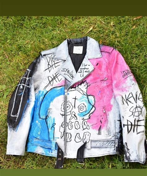 lil peep never say die jacket replica|lil peep painted jacket.